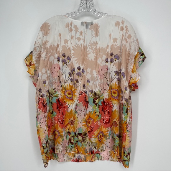 Melissa Paige Floral Blouse Cottagecore Flutter Sleeves Lightweight SZ Large - Picture 2 of 5